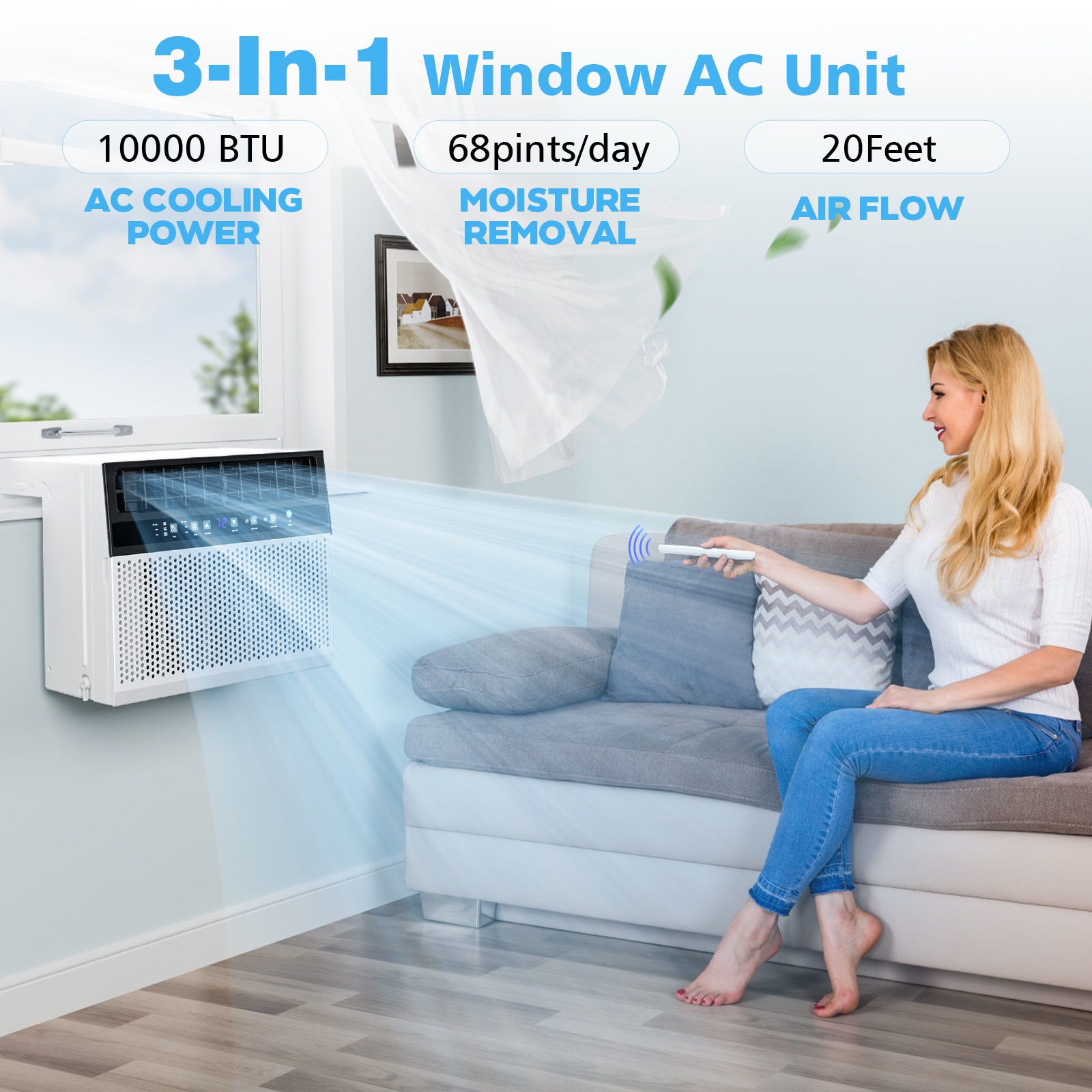 COWSAR Medium Room Window Air Conditioner , Remote Included ( 115-Volt , 10000-BTU )