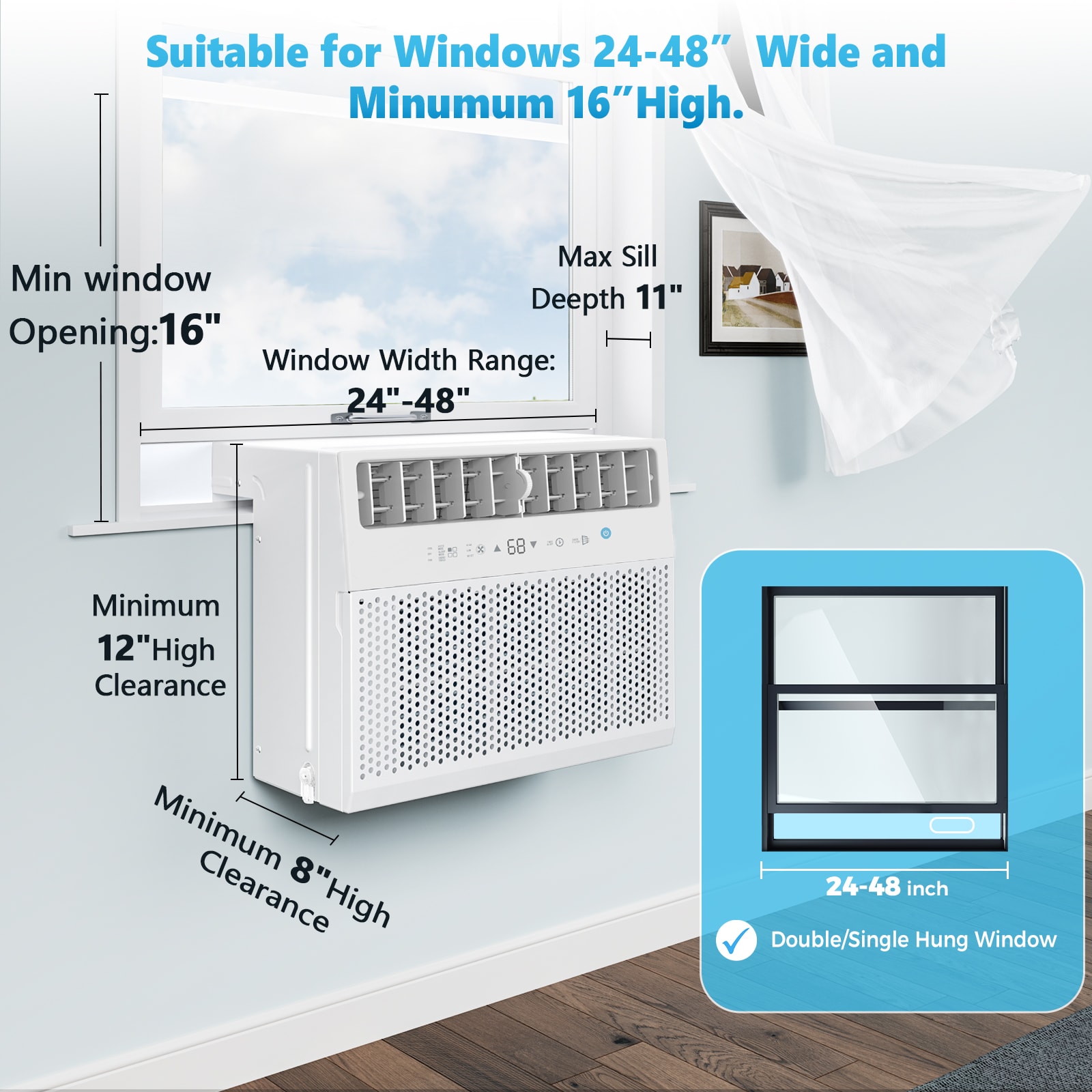 COWSAR Medium Room Window Air Conditioner , Remote Included ( 115-Volt , 12000-BTU )