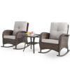Rilyson New Juno Set of 2 Wicker Brown Steel Frame Rocking Chair with Multiple colors/finishes Beige Cushioned Seat