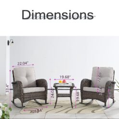 Rilyson New Juno Set of 2 Wicker Brown Steel Frame Rocking Chair with Multiple colors/finishes Beige Cushioned Seat