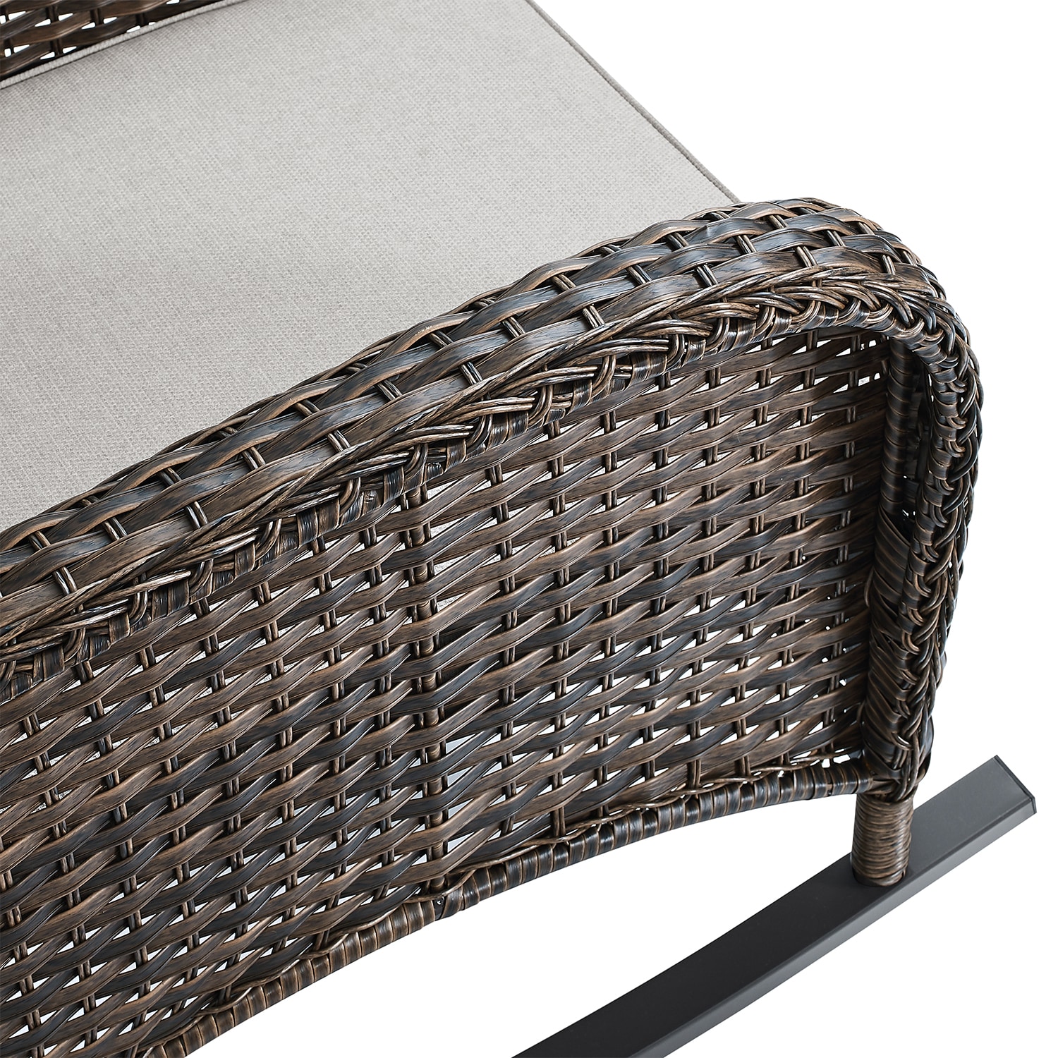 Rilyson New Juno Set of 2 Wicker Brown Steel Frame Rocking Chair with Multiple colors/finishes Beige Cushioned Seat