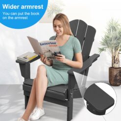 JEAREY HDPE Folding Adirondack Chair Set of 4 Set of 4 Stackable Gray HDPE Frame Stationary Adirondack Chair with Slat Seat