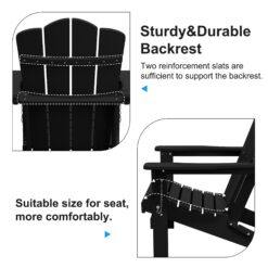 JEAREY HDPE Folding Adirondack Chair Set of 4 Set of 4 Stackable Black HDPE Frame Stationary Adirondack Chair with Slat Seat