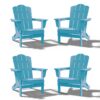 JEAREY HDPE Folding Adirondack Chair Set of 4 Set of 4 Stackable Light Blue HDPE Frame Stationary Adirondack Chair with Slat Seat