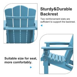 JEAREY HDPE Folding Adirondack Chair Set of 4 Set of 4 Stackable Light Blue HDPE Frame Stationary Adirondack Chair with Slat Seat