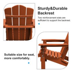 JEAREY HDPE Folding Adirondack Chair Set of 4 Set of 4 Stackable Orange HDPE Frame Stationary Adirondack Chair with Slat Seat