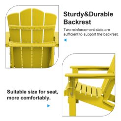 JEAREY HDPE Folding Adirondack Chair Set of 4 Set of 4 Stackable Yellow HDPE Frame Stationary Adirondack Chair with Slat Seat
