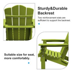 JEAREY HDPE Folding Adirondack Chair Set of 4 Set of 4 Stackable Apple Green HDPE Frame Stationary Adirondack Chair with Slat Seat