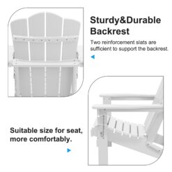 JEAREY HDPE Folding Adirondack Chair Set of 4 Set of 4 Stackable White HDPE Frame Stationary Adirondack Chair with Slat Seat