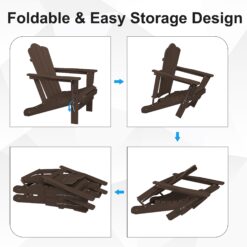 JEAREY HDPE Folding Adirondack Chair Set of 4 Set of 4 Stackable Coffee HDPE Frame Stationary Adirondack Chair with Slat Seat