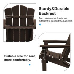 JEAREY HDPE Folding Adirondack Chair Set of 4 Set of 4 Stackable Coffee HDPE Frame Stationary Adirondack Chair with Slat Seat