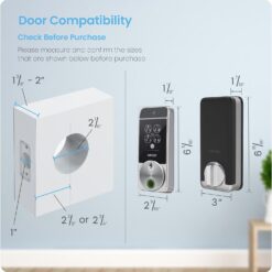 Lockly Visage Zeno Series Smart Lock, Facial Recognition & Fingerprint Keyless Entry Door Lock, Built-in Wi-Fi Deadbolt, Satin Nickle