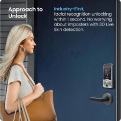 Lockly Visage Zeno Series Smart Lock, Facial Recognition & Fingerprint Keyless Entry Door Lock, Built-in Wi-Fi Deadbolt, Satin Nickle