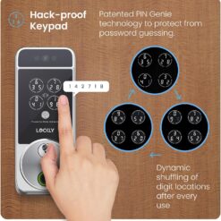 Lockly Visage Zeno Series Smart Lock, Facial Recognition & Fingerprint Keyless Entry Door Lock, Built-in Wi-Fi Deadbolt, Satin Nickle