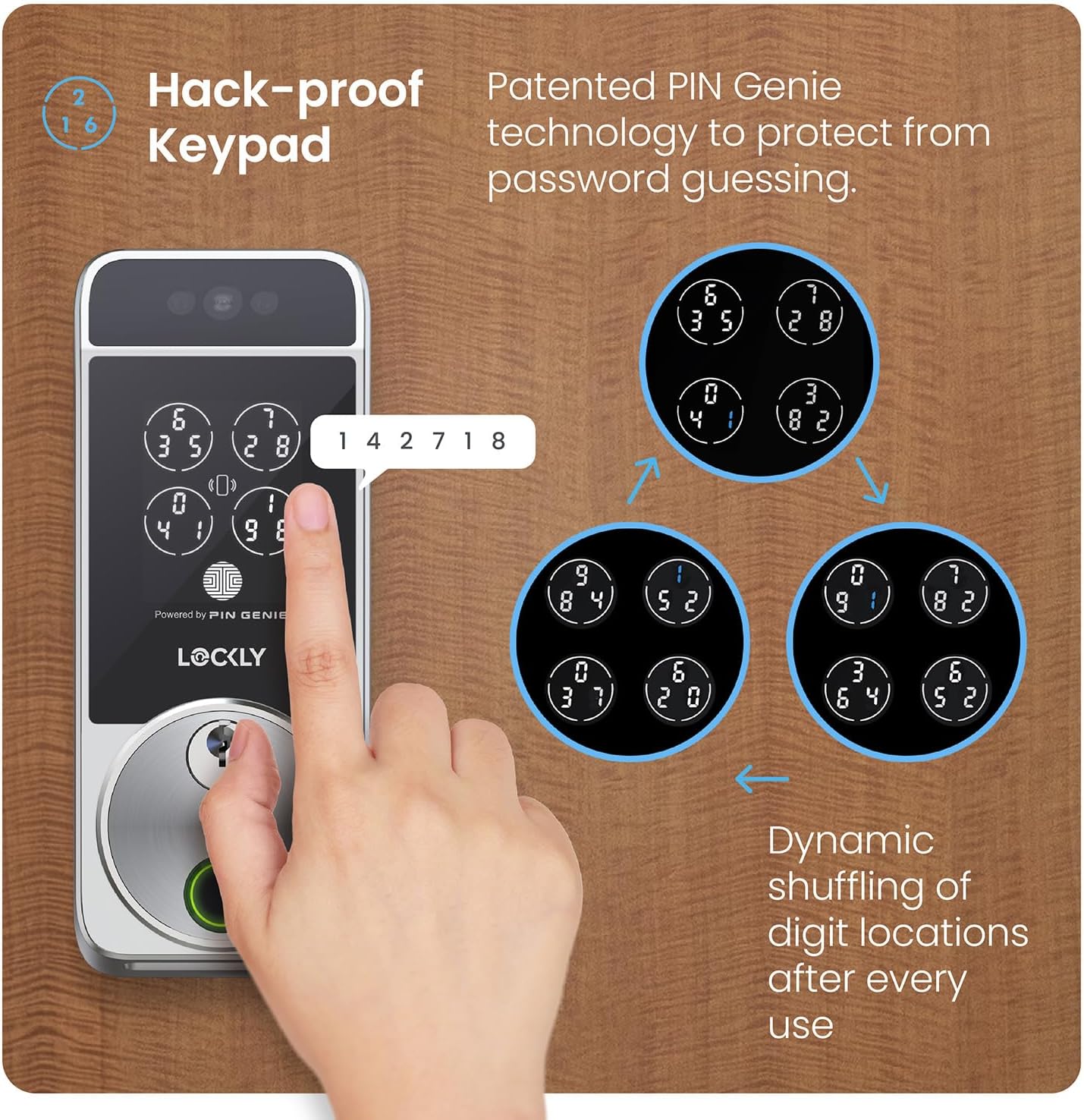 Lockly Visage Zeno Series Smart Lock, Facial Recognition & Fingerprint Keyless Entry Door Lock, Built-in Wi-Fi Deadbolt, Satin Nickle