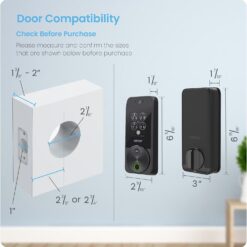 Lockly Visage Zeno Series Smart Lock, Facial Recognition & Fingerprint Keyless Entry Door Lock, Built-in Wi-Fi Deadbolt, Matte Black