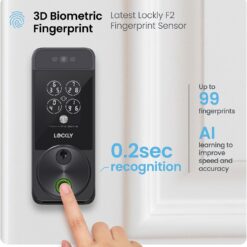 Lockly Visage Zeno Series Smart Lock, Facial Recognition & Fingerprint Keyless Entry Door Lock, Built-in Wi-Fi Deadbolt, Matte Black