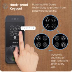 Lockly Visage Zeno Series Smart Lock, Facial Recognition & Fingerprint Keyless Entry Door Lock, Built-in Wi-Fi Deadbolt, Matte Black