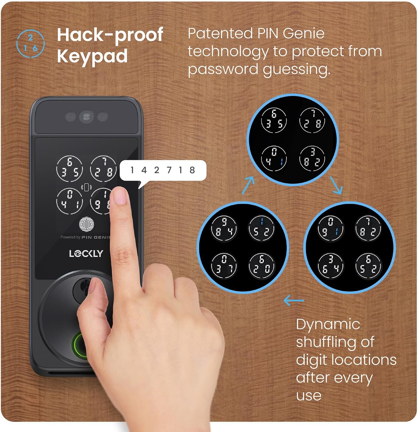 Lockly Visage Zeno Series Smart Lock, Facial Recognition & Fingerprint Keyless Entry Door Lock, Built-in Wi-Fi Deadbolt, Matte Black