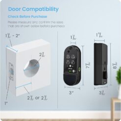 Lockly Vision Elite Video Smart Lock with Camera, Smart Wi-Fi Deadbolt, Matte Black
