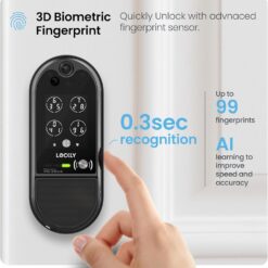 Lockly Vision Elite Video Smart Lock with Camera, Smart Wi-Fi Deadbolt, Matte Black