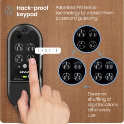 Lockly Vision Elite Video Smart Lock with Camera, Smart Wi-Fi Deadbolt, Matte Black