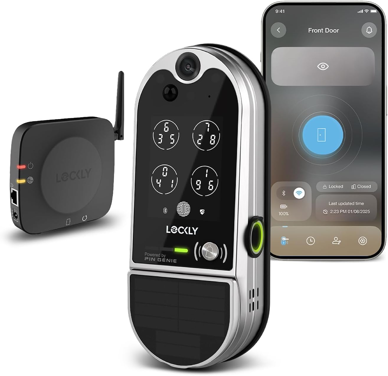 Lockly Vision Elite Video Smart Lock with Camera, Smart Wi-Fi Deadbolt, Satin Nickel