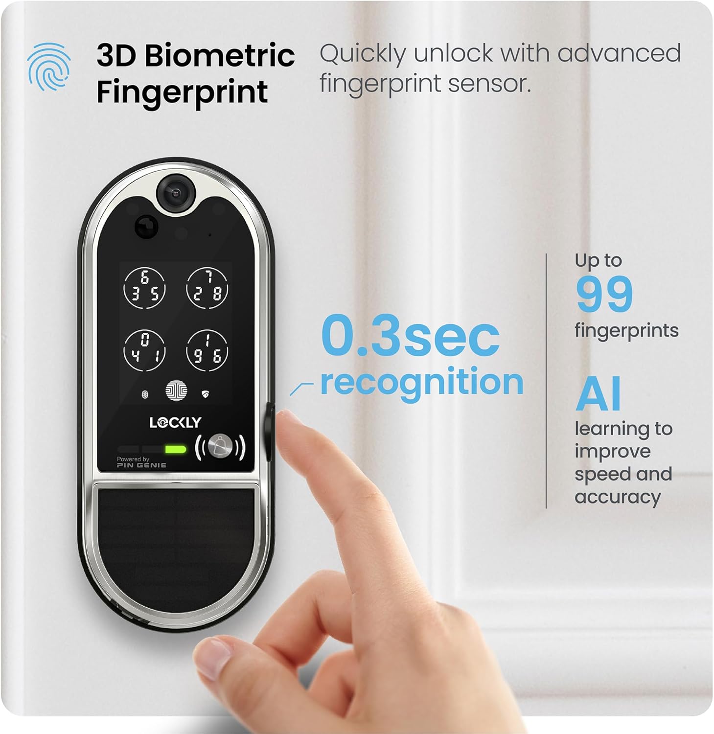Lockly Vision Elite Video Smart Lock with Camera, Smart Wi-Fi Deadbolt, Satin Nickel