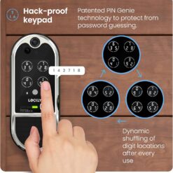 Lockly Vision Elite Video Smart Lock with Camera, Smart Wi-Fi Deadbolt, Satin Nickel