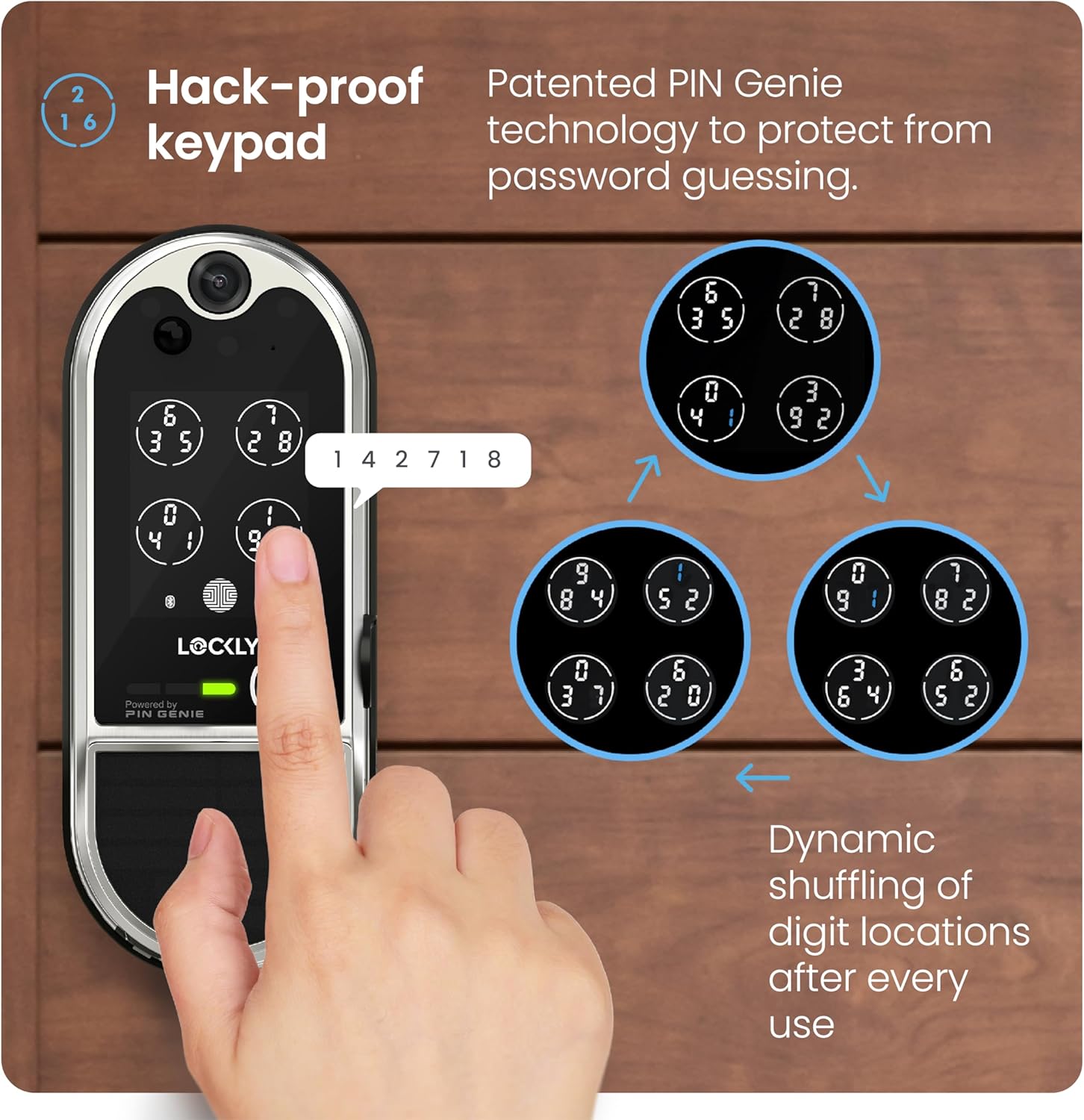 Lockly Vision Elite Video Smart Lock with Camera, Smart Wi-Fi Deadbolt, Satin Nickel