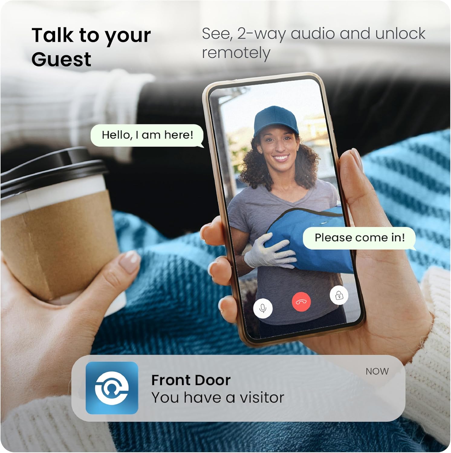 Lockly Vision Elite Video Smart Lock with Camera, Smart Wi-Fi Deadbolt, Satin Nickel