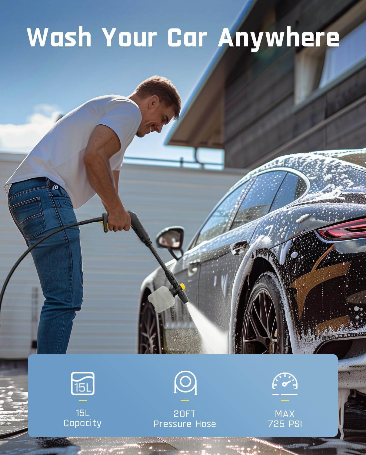 Fanttik NB8 Ultra Cordless Pressure Washer w/4.0 Gal Tank, Max 725PSI Electric Power Washer
