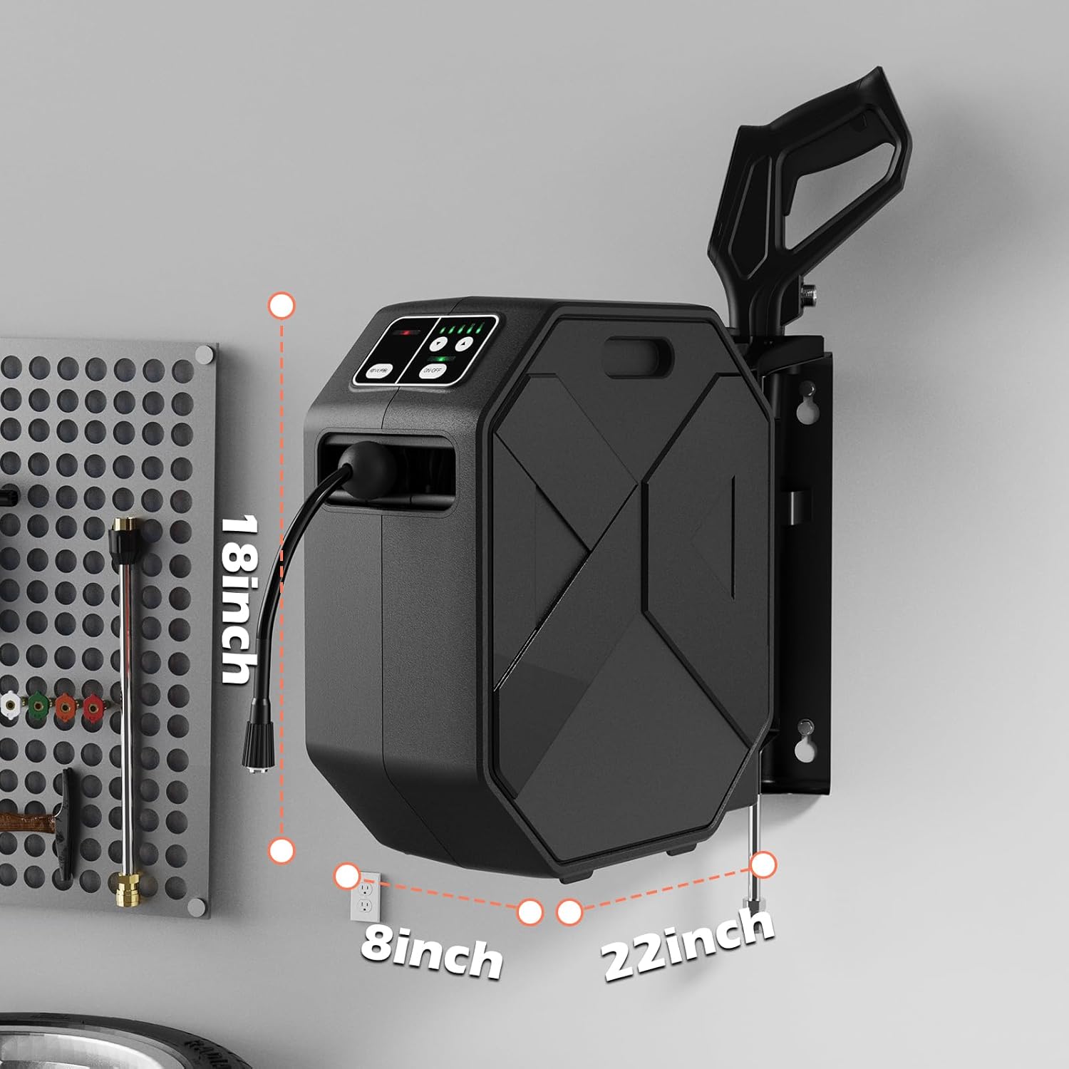 Electric Pressure Washer, 5500 PSI 3.8 GPM Wall Mounted Power Washer, 100 FT Retractable Hose