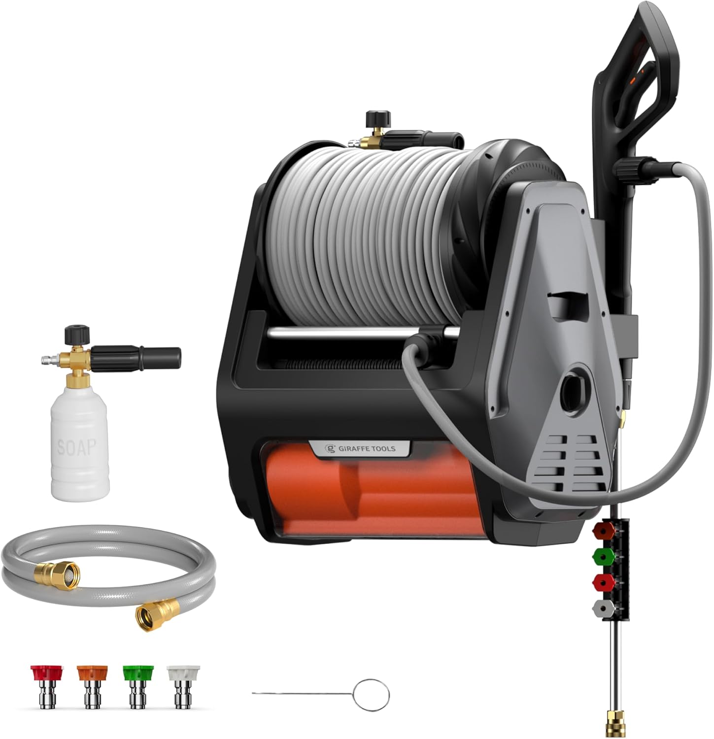 Giraffe Tools Grandfalls Pressure Washer Pro, Electric Wall Mount Power Washer, Dark Silver
