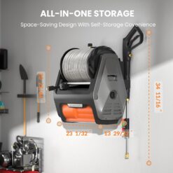 Giraffe Tools Grandfalls Pressure Washer Pro, Electric Wall Mount Power Washer, Dark Silver