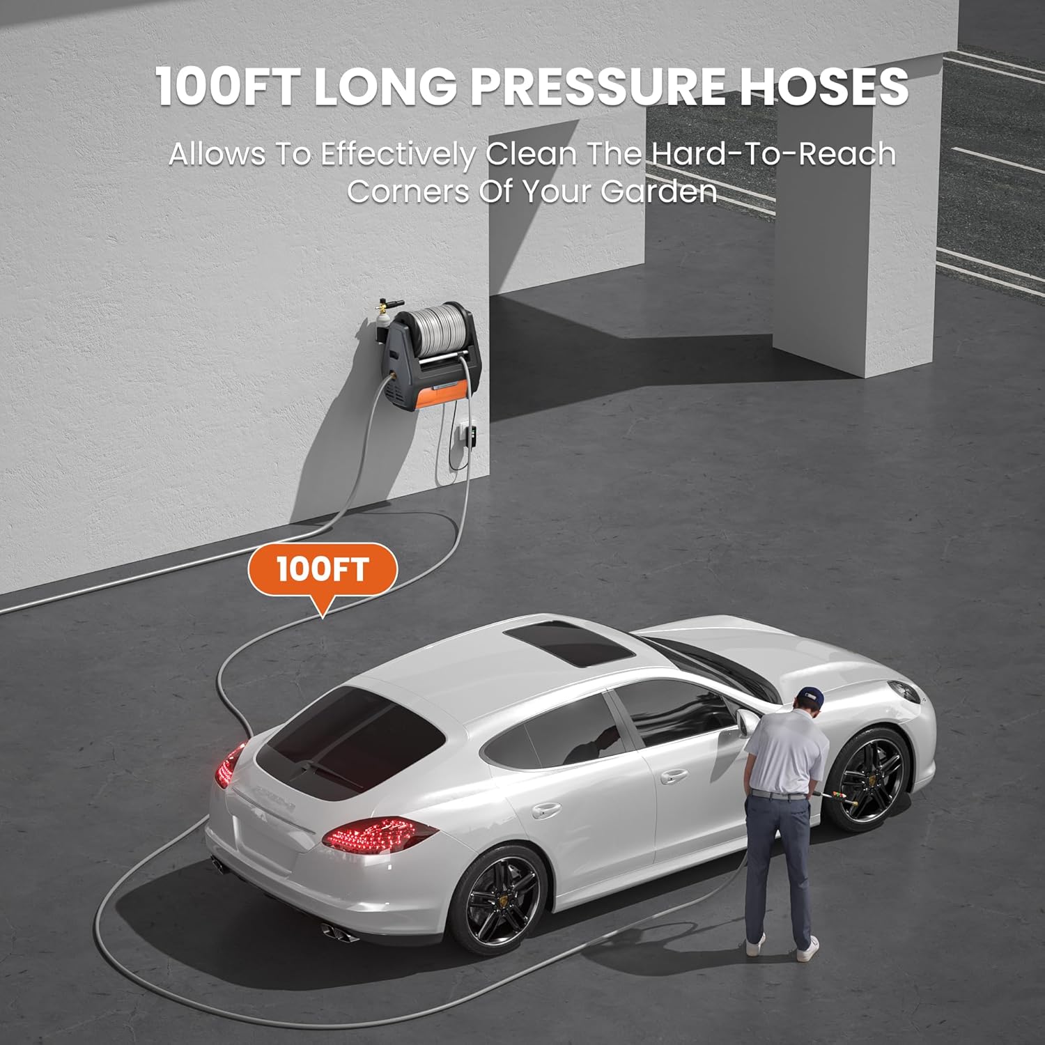 Giraffe Tools Grandfalls Pressure Washer Pro, Electric Wall Mount Power Washer, Dark Silver