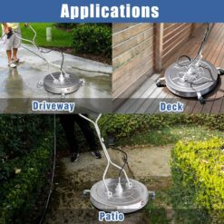 JANZ 30'' Pressure Washer Surface Cleaner with 4 Wheels,Dual Handle,Stainless Steel Housing, 2 Hose Adapters and 4 Replacement Nozzle Cores