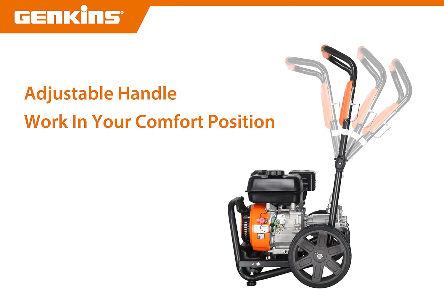 Genkins GPW3200 Gas Powered Foldable Pressure Washer 3200 PSI and 2.5 GPM, Soap Tank and Five Nozzle Set