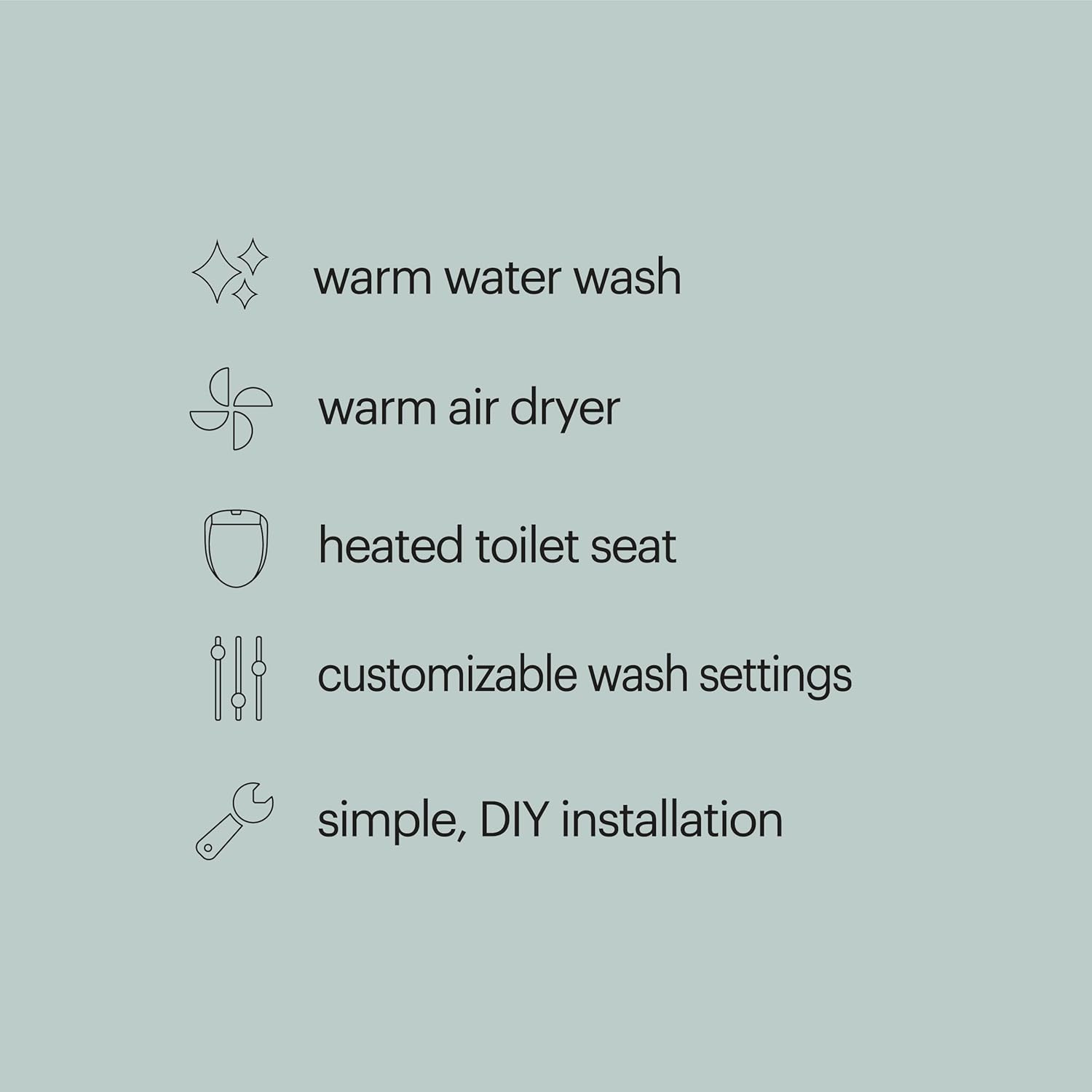 Brondell LE99 Bidet Toilet Seat, Fits Round Toilets, Electric Bidet with Remote, Warm Air Dryer, Strong Wash Mode, Stainless-Steel Nozzle, Round