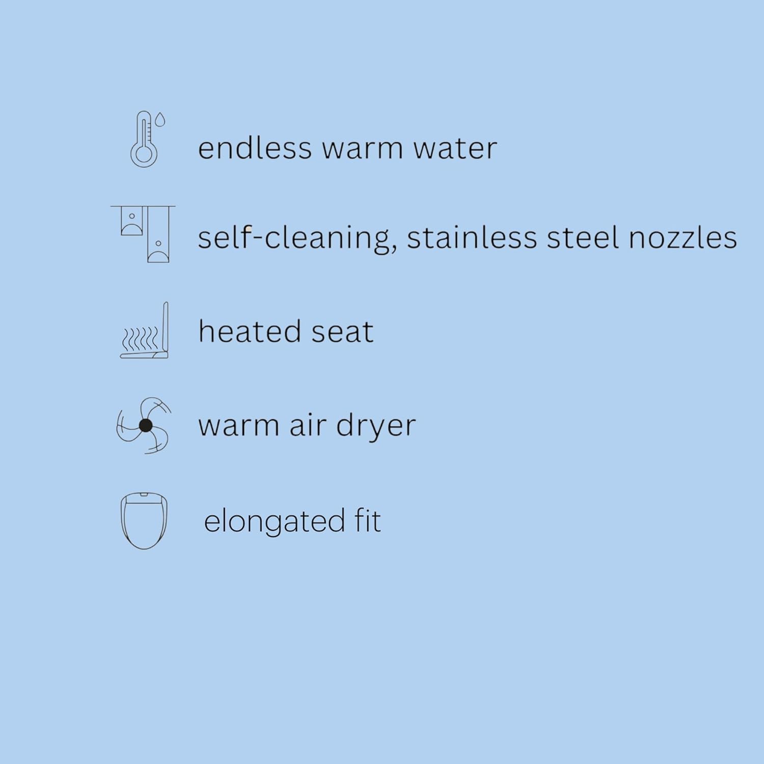 Brondell Bidet Toilet Seat S1400, Smart Toilet Seat, Dual Stainless-Steel, Self-Cleaning Nozzle, Elongated