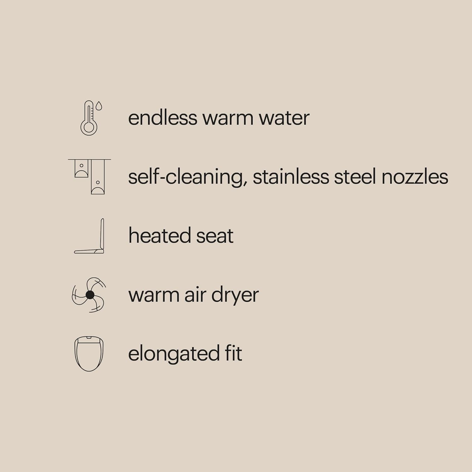 Brondell Bidet Toilet Seat S1400, Smart Toilet Seat, Dual Stainless-Steel, Self-Cleaning Nozzle, Elongated