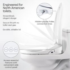 Brondell Bidet Toilet Seat S1400, Smart Toilet Seat, Dual Stainless-Steel, Self-Cleaning Nozzle, Round