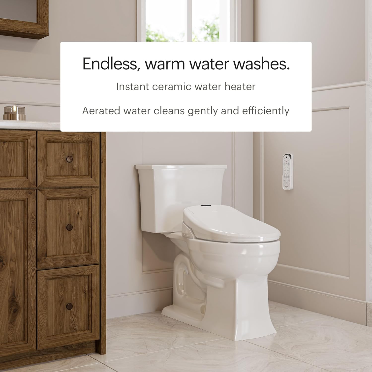 Brondell Bidet Toilet Seat S1400, Smart Toilet Seat, Dual Stainless-Steel, Self-Cleaning Nozzle, Round