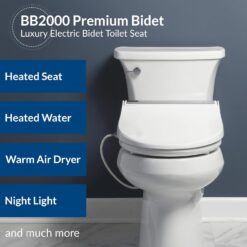 Bio Bidet BB2000 Electric Bidet Toilet Seat, Warm Water with Air Dryer, Heated Seat, Round, White