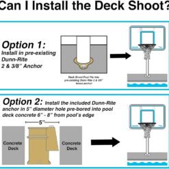 Dunn-Rite Products Deck Shoot Poolside Deck-Mounted Basketball Hoop Set, Choose White or Clear