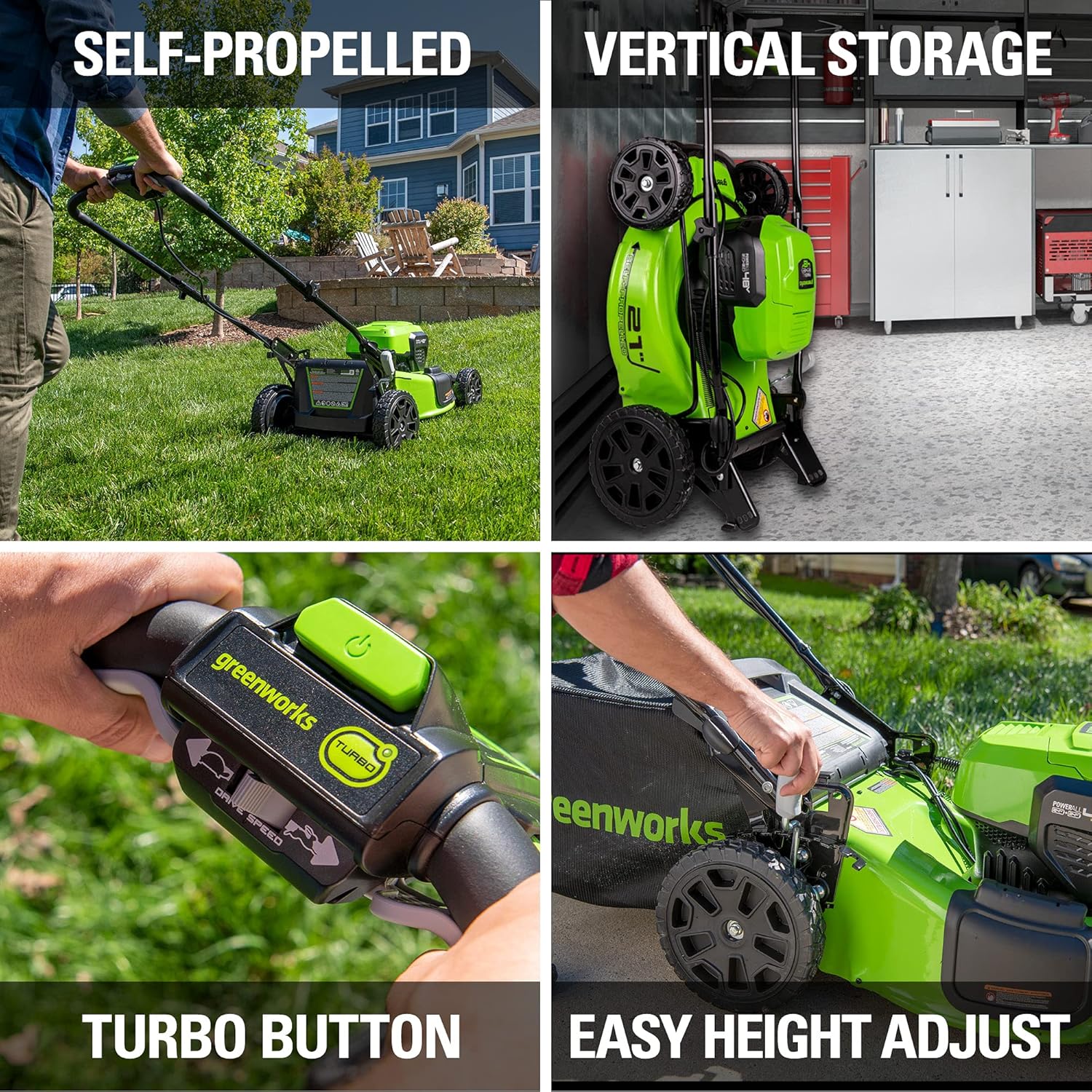 Greenworks 48V (2 x 24V) 21" Brushless Cordless (Self-Propelled) Lawn Mower (LED Headlight), (2) 5.0Ah Batteries and Dual Port Rapid Charger Included (125+ Compatible Tools)