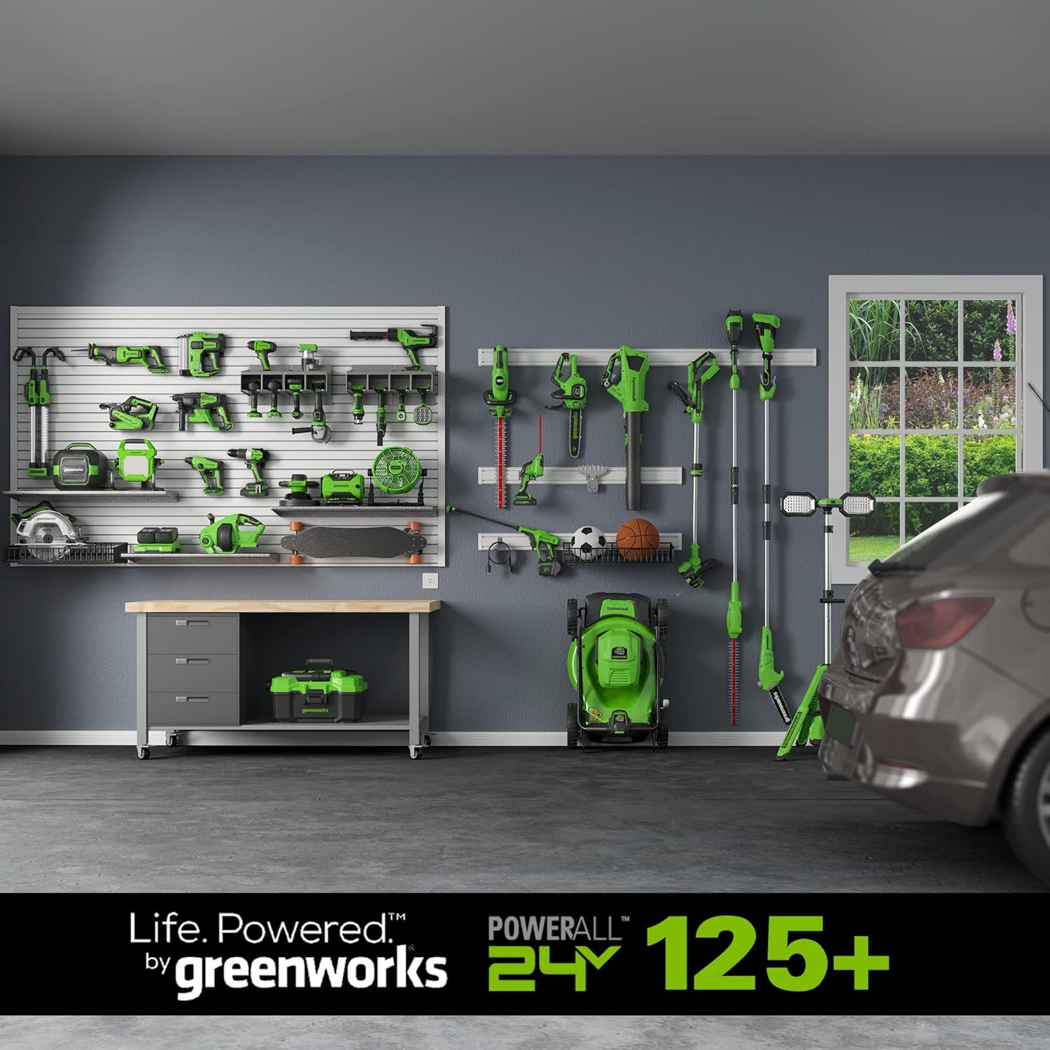 Greenworks 48V (2 x 24V) 21" Brushless Cordless (Self-Propelled) Lawn Mower (LED Headlight), (2) 5.0Ah Batteries and Dual Port Rapid Charger Included (125+ Compatible Tools)