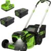 Greenworks 60V 21" Self-Propelled Cordless Lawn Mower, Brushless Motor, LED Lights, Includes 2X 4.0Ah Batteries & Rapid Dual-Port Charger(75+ Tool Compatibility, 45Min Runtime)