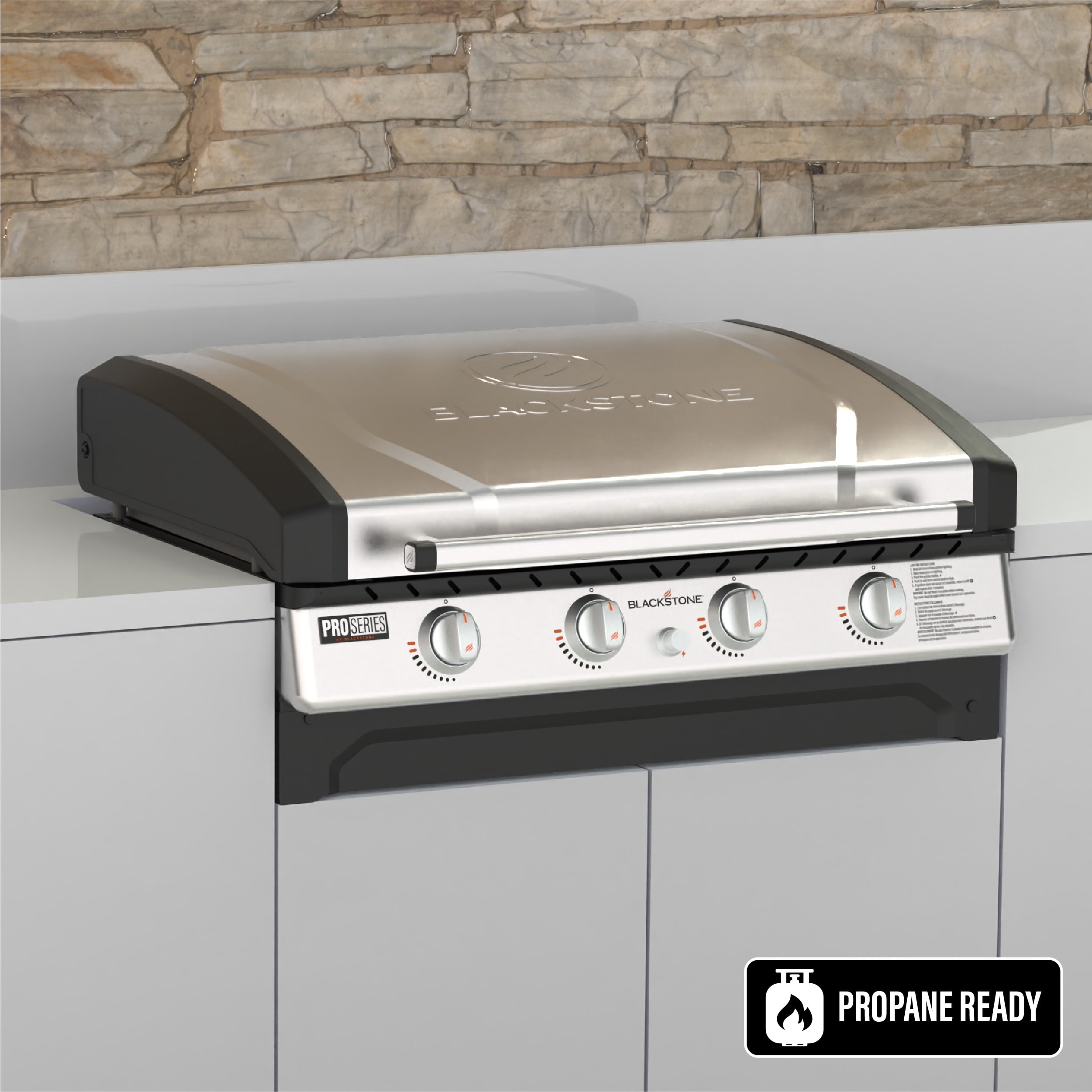 Blackstone Pro Series 4-Burner 36" Propane Omnivore Drop-in Outdoor Griddle with Hood