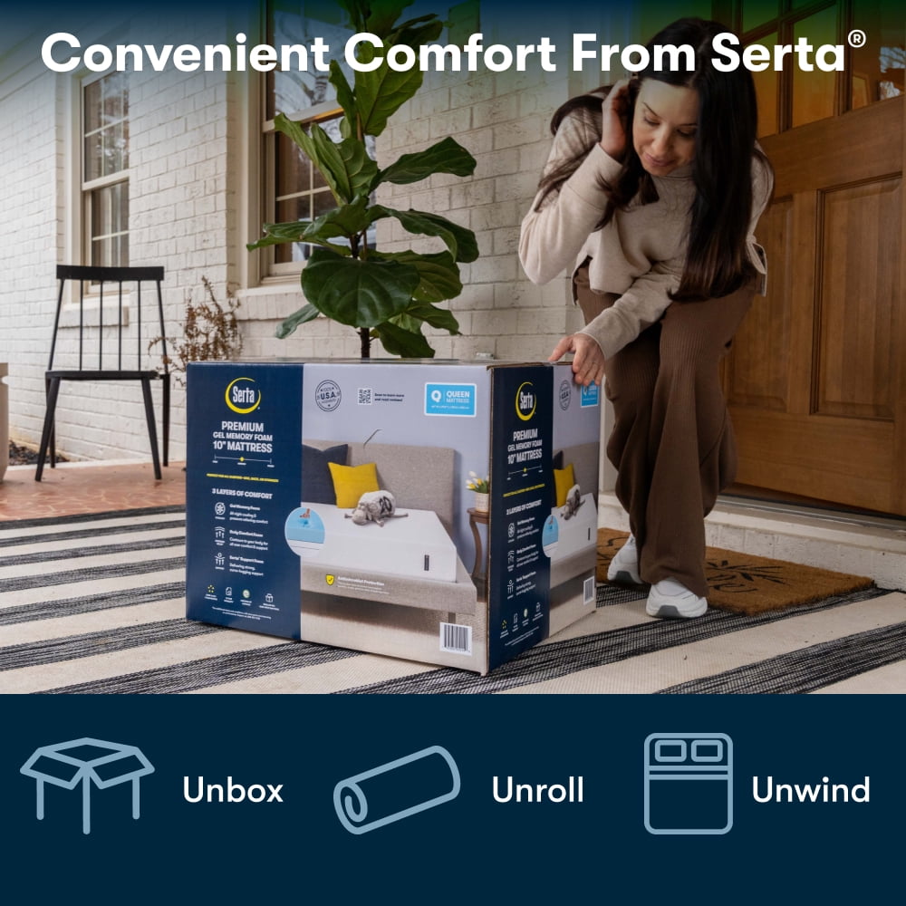 Serta 10" King Medium Tight Top Cooling Gel Memory Foam Mattress in a Box - Fiberglass Free